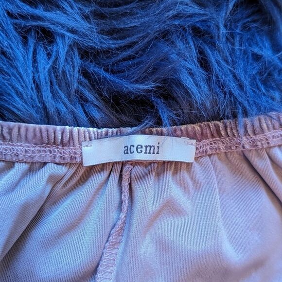 Acemi Crushed Velvet Off-The-Shoulder Loose Fit Pink Blouse Size Medium - Picture 4 of 6